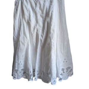 Elie Tahari Perfect Summer White Boho Dainty Embelished Midi Skirt Size M